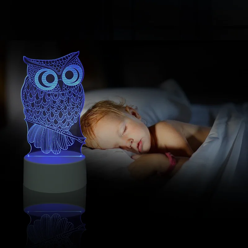 Personalized Cute Mushroom Moon Acrylic USB Plug In Night Light Base 3D Illusion LED Night Lights For Kids