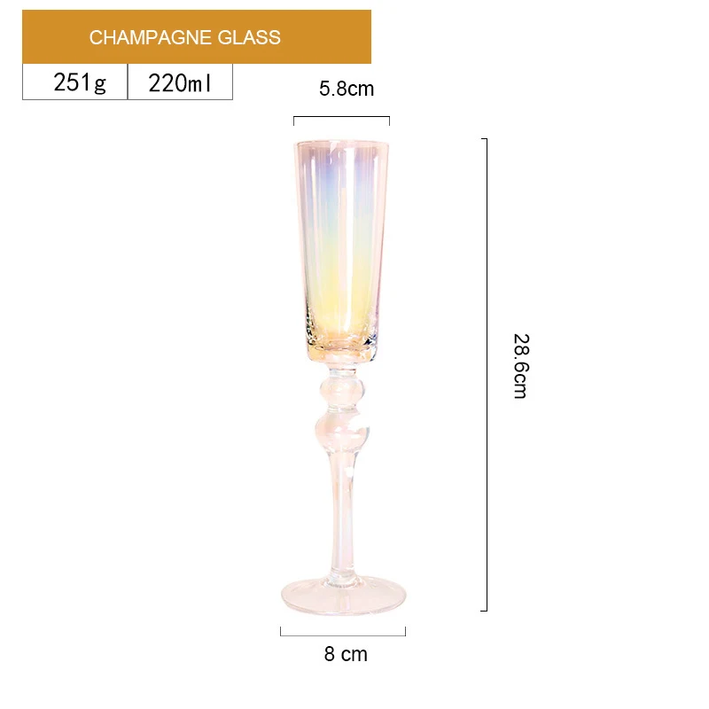 Vintage Crystal glass colorful rainbow electroplating Nordic Style Champagne Glass Wine Goblet Red Wine Goblet Crystal Glass