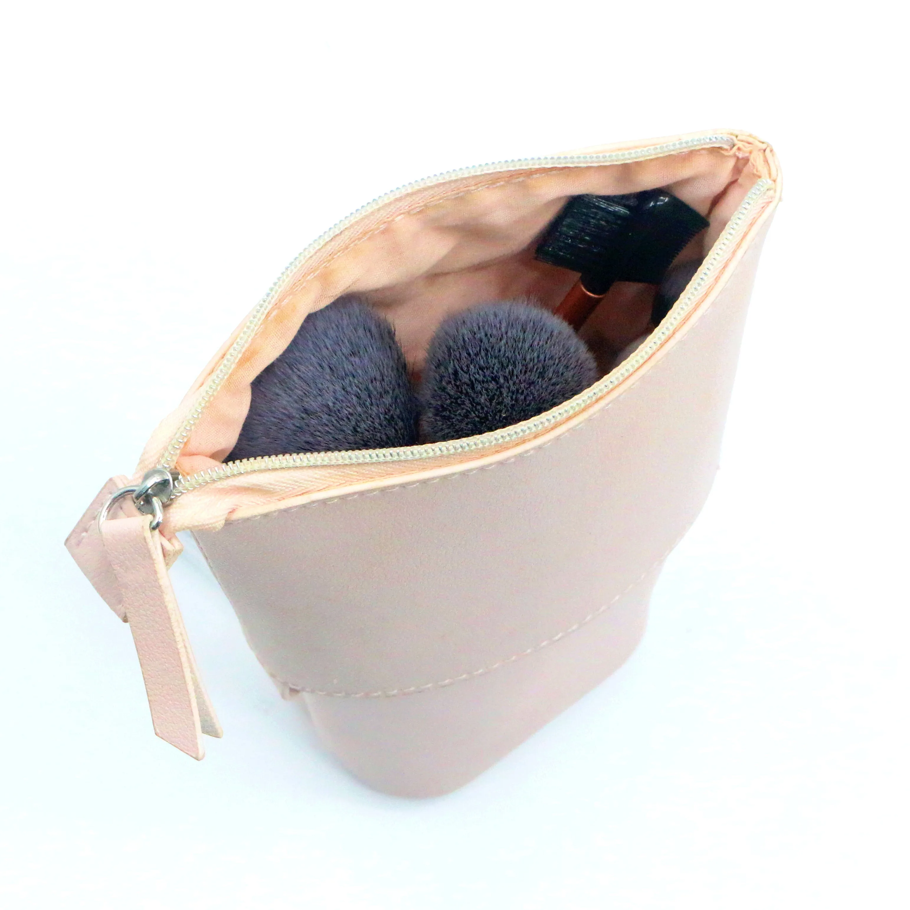 Amazon Hot Sale Water-based PU Standing Pencil Case Girlish Style Popular Pink Waterproof Faux Leather  Pop-up Pencil Bag