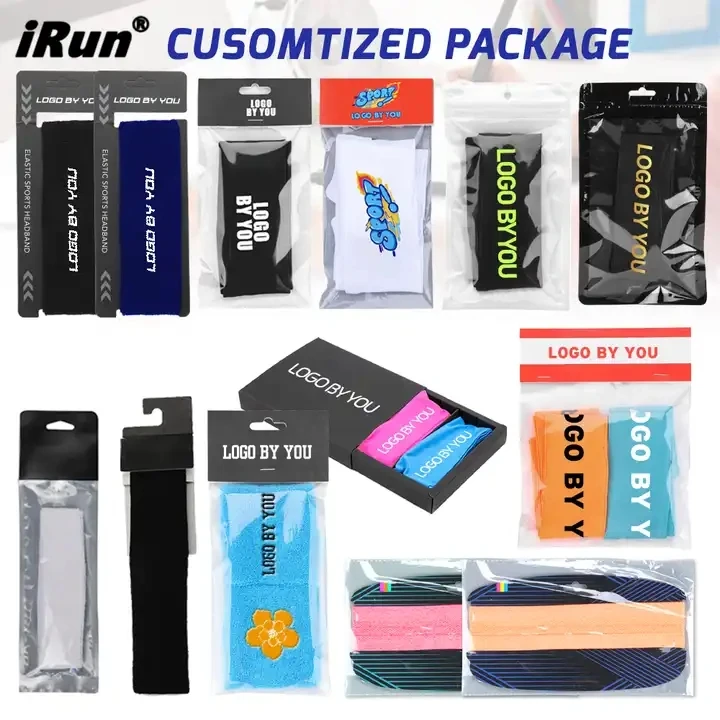 iRun Custom Cotton Terry Cloth Tennis Headband Tennis Sport Sweatband Running Absorb Elastic Sweat band Headband
