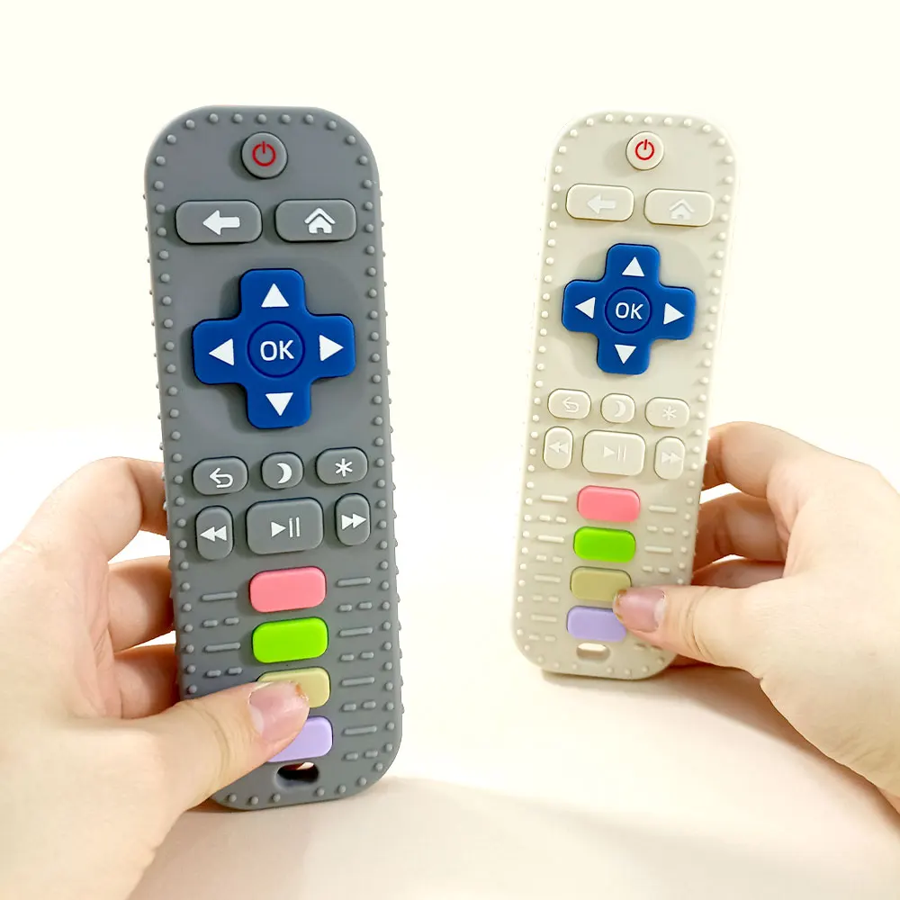 BPA Free Soft Silicone Phone Teether Remote Control Soother Teething Toys Placation Teether For Baby