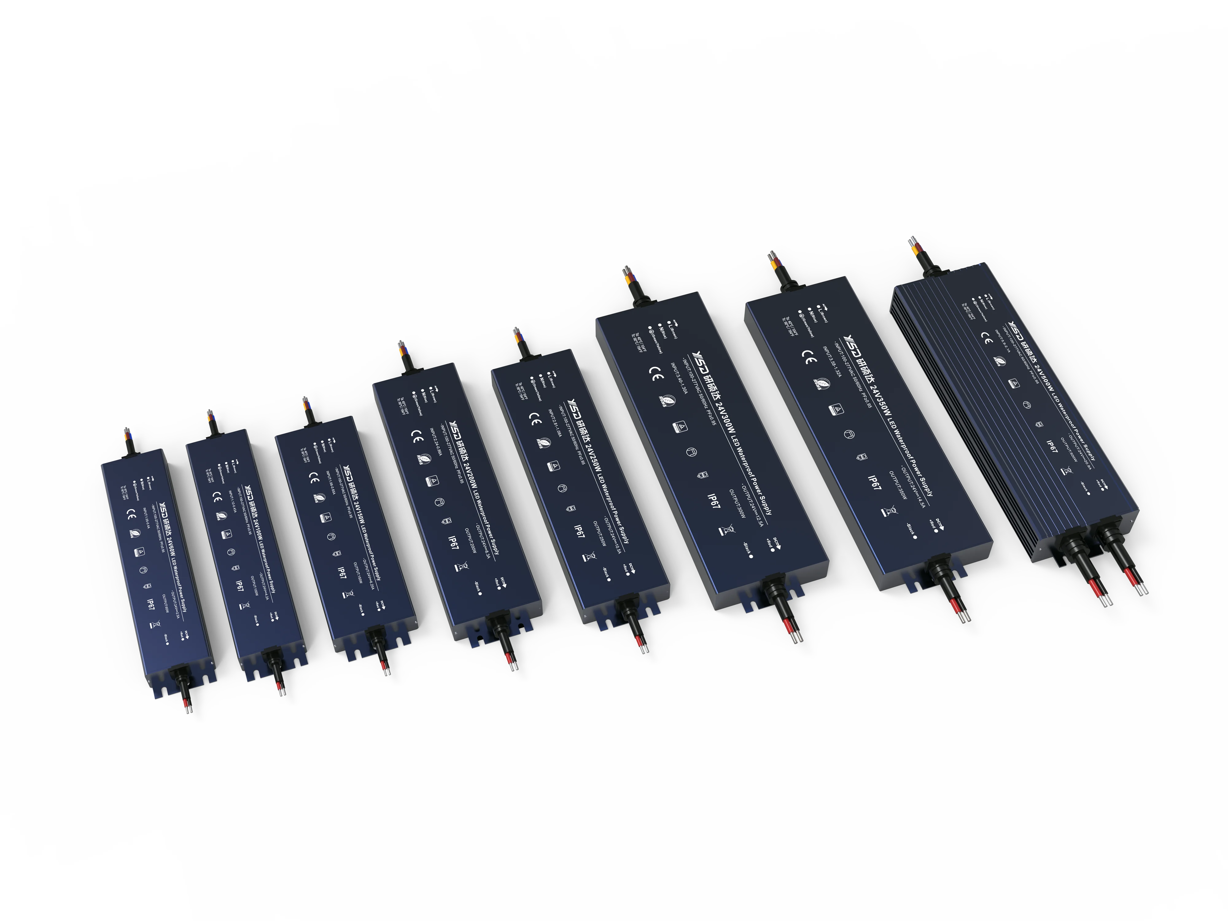 passed CE CB TUV SAA UL ROHS CCC led driver 12v 24v 36v 48v 100w 150w 200w 250w IP67 led power supply 5-year warranty