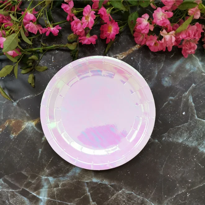 Event Party Supplies 7 inch Paper Plate in Petroleum Bloom color Disposable Tableware  for for Appetizer Lunch  Dinner