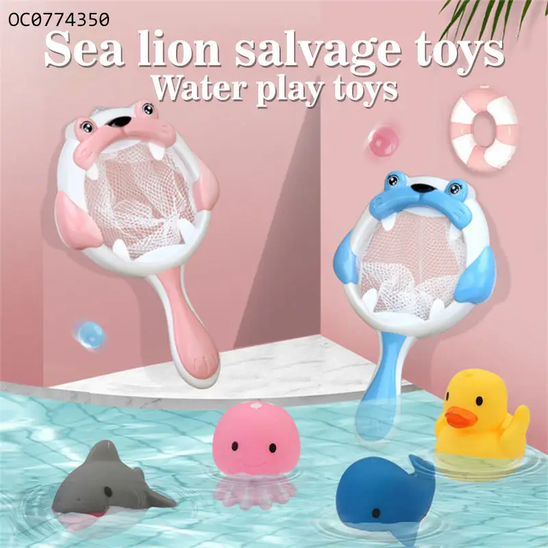 2024 Child Cartoon Bath Toy Baby Fishing Toys Water Play Soft Rubber Animal Bath Toys For Kids