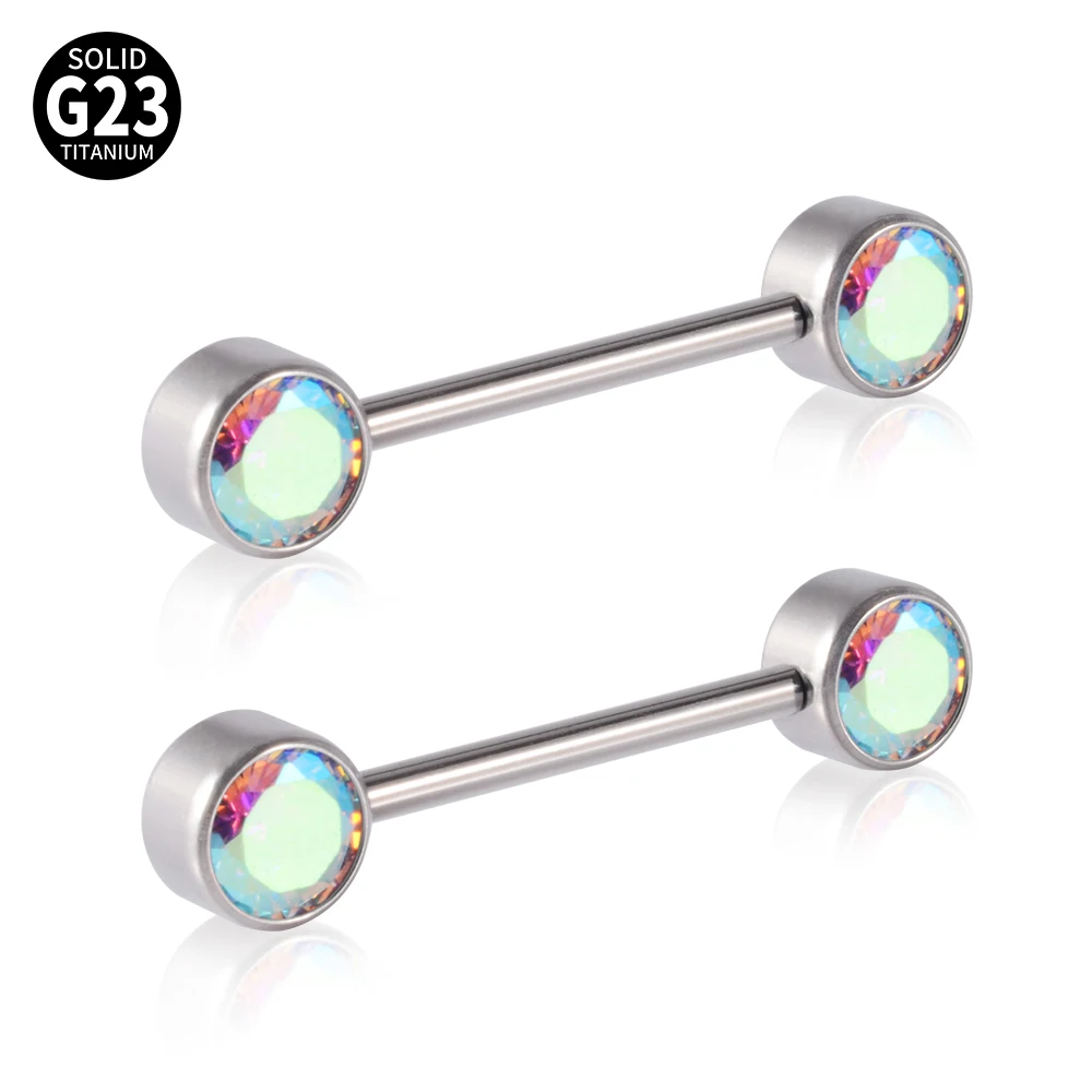 G23 Titanium Nipple Sexy Shield Bars Piercing Opal CZ Gem 14G Internally Thread Nipple Barbells Women Trendy Jewelry wholesale