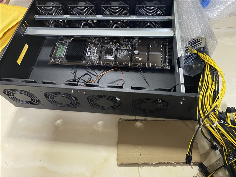 Wholesale B75 B85 X79 motherboard chassis 8 gpu 65mm spacing motherboard sever case with power supply 8gpu 65mm 70mm 8 fans