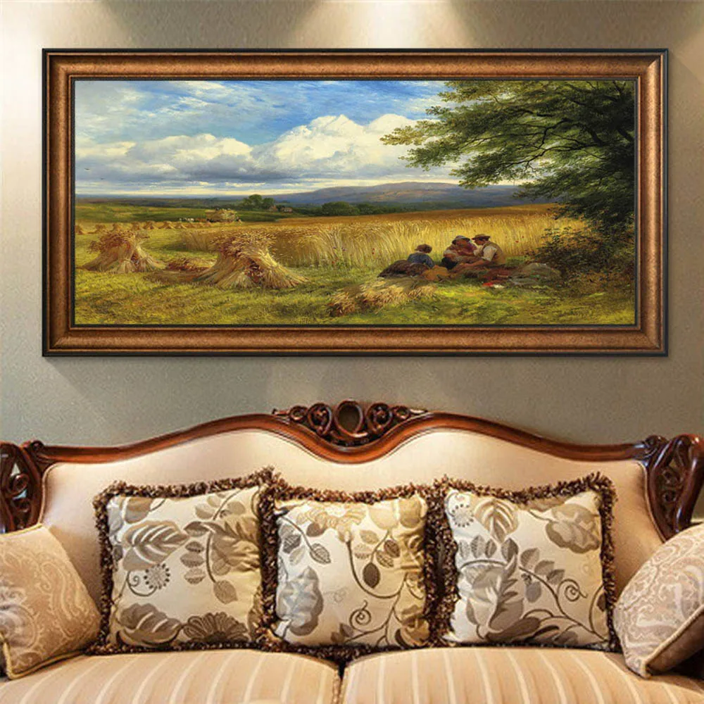 Chinese Style Home Living Room Decor Pico Art Landscape Harvesting Rice Painting