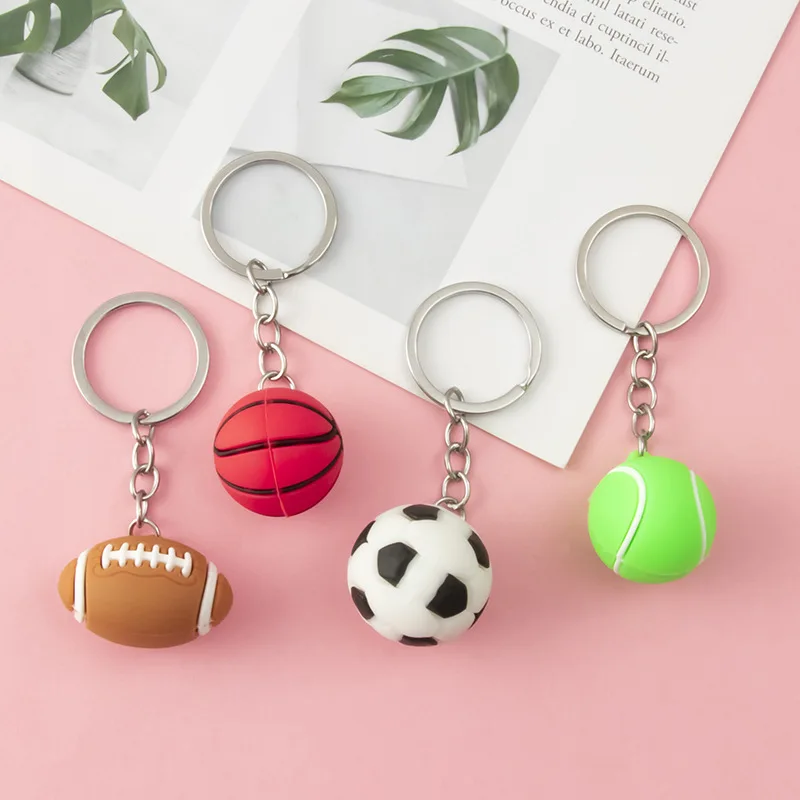 lavero  Baloncesto  Popular Customised 3D   PVC  Basketball Keychain  Volleyball Rugby Tennis Ball Key Chain Wholesale