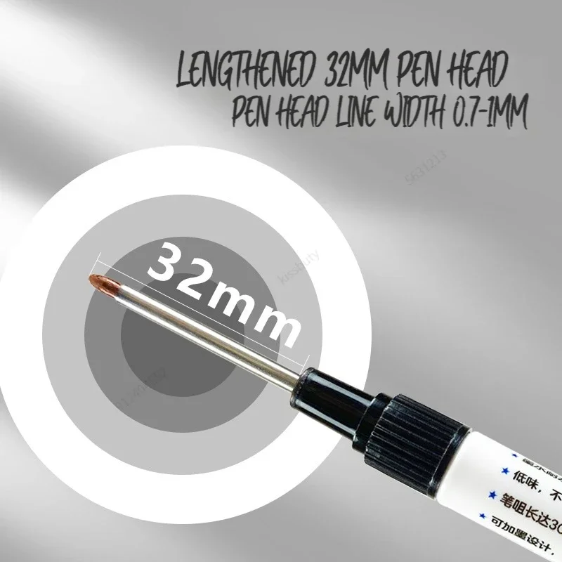 4 5pcs 20+32mm Deep Hole Marker Pens Bathroom Waterproof Bathroom Woodworking Decoration Multi-Purpose Long Head Oil Markers Pen