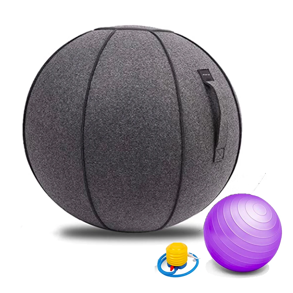65cm Sitting Ball Chair Pilates Exercise Yoga Ball with Cover Lightweight Self-Standing Ergonomic Posture Activating Exercise Ba