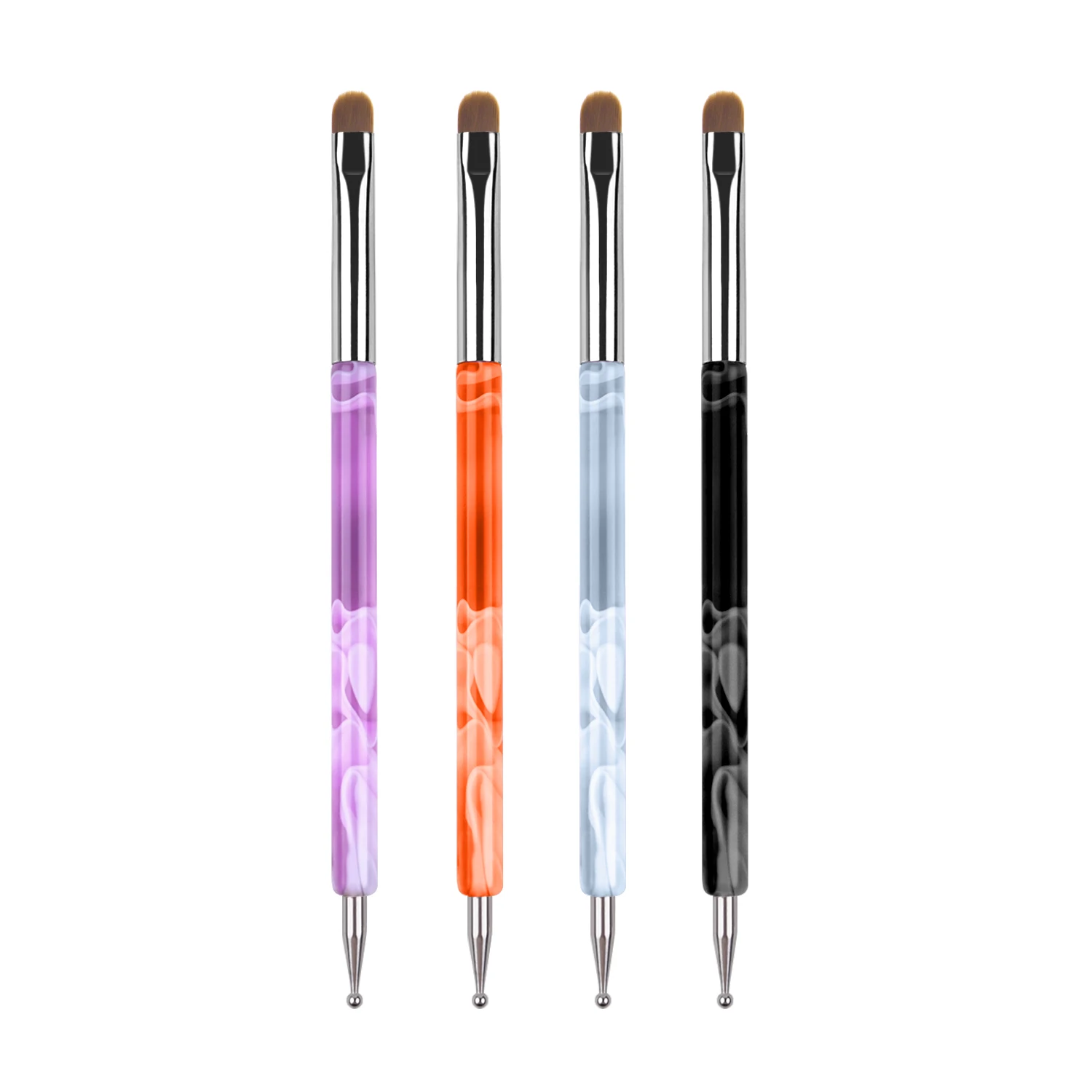 Factory OEM Custom Nail Brush French Wholesale High Quality Dual-ended  Nail Dotting Pen French Nail Brush  #12 #14 #16