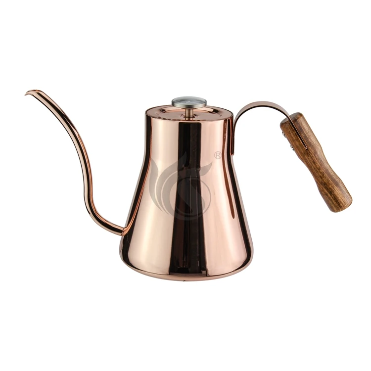 Customized Stainless Turkish Drip Tea Hand Pour Goose Neck Kettle Offices Arabic Coffee Pot With Wood Handle
