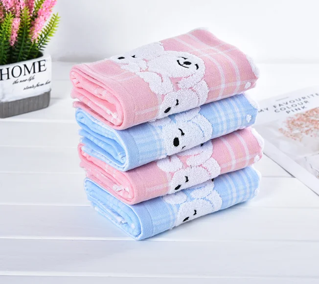 Оптовая продажа 100% хлопок раскрученное двойное Марлевое полотенце вышитое милое Подарочное полотенце для щенка