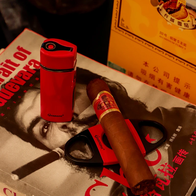 New Cigar 2 pcs Sets Adjustable Usb Gas Jet Flame Torch Utility Lighter and Double Blade Cigar Cutter