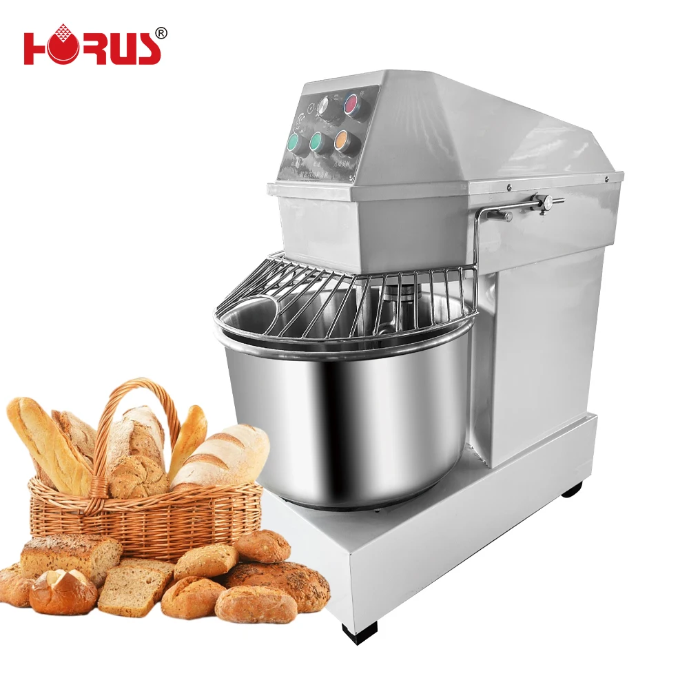 Horus New Industrial Dough Mixer Machine 10L/20L/30L/40L/50L/60L Capacity with Cover for Kneading Spiral Pizza Dough Made Flour