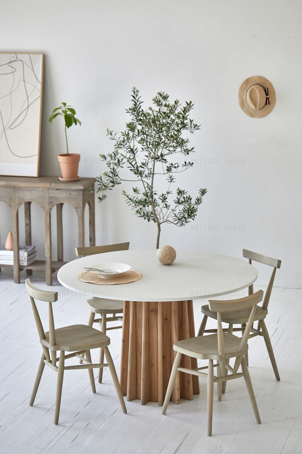 New design nordic furniture dining room concrete mesa round centre table accent tafel dining room table wooden dinning table set