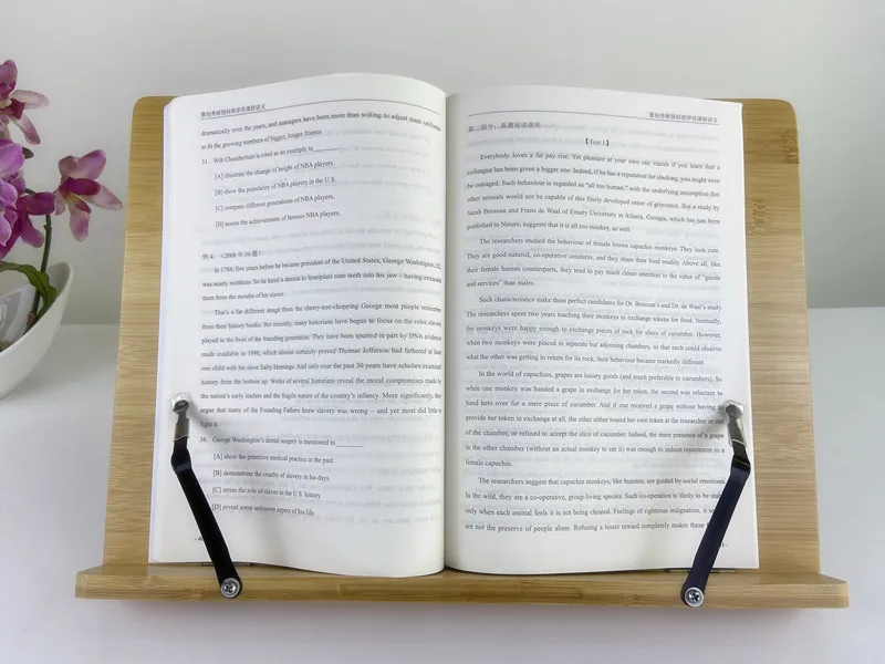 Бамбуковый держатель для книг с регулируемым