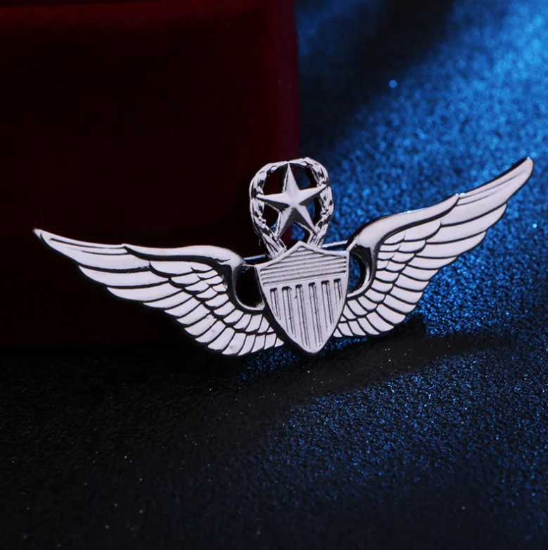 USA aviation gifts souvenir safty security gold sliver metal pilot wings badge eagle for suit