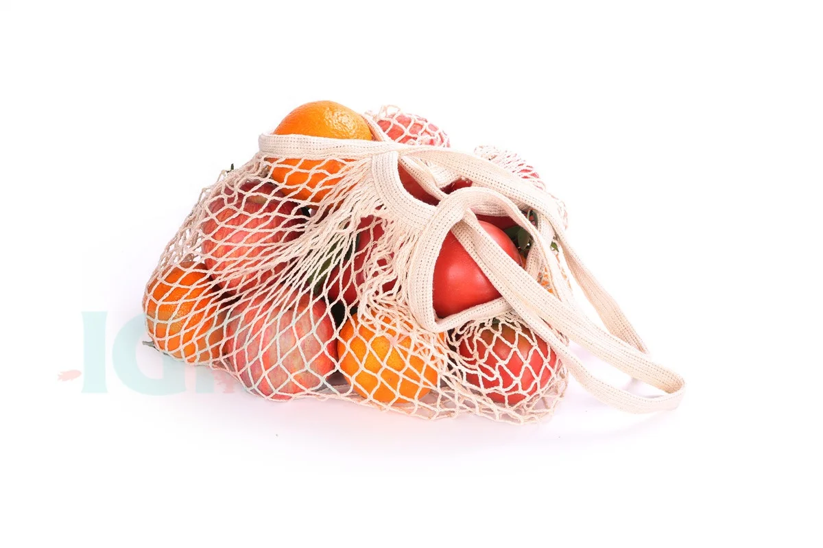 Cotton Net Shopping Tote, Reusable Grocery Mesh Produce Bag, Washable Market Beach Toy String Rope Storage Bags