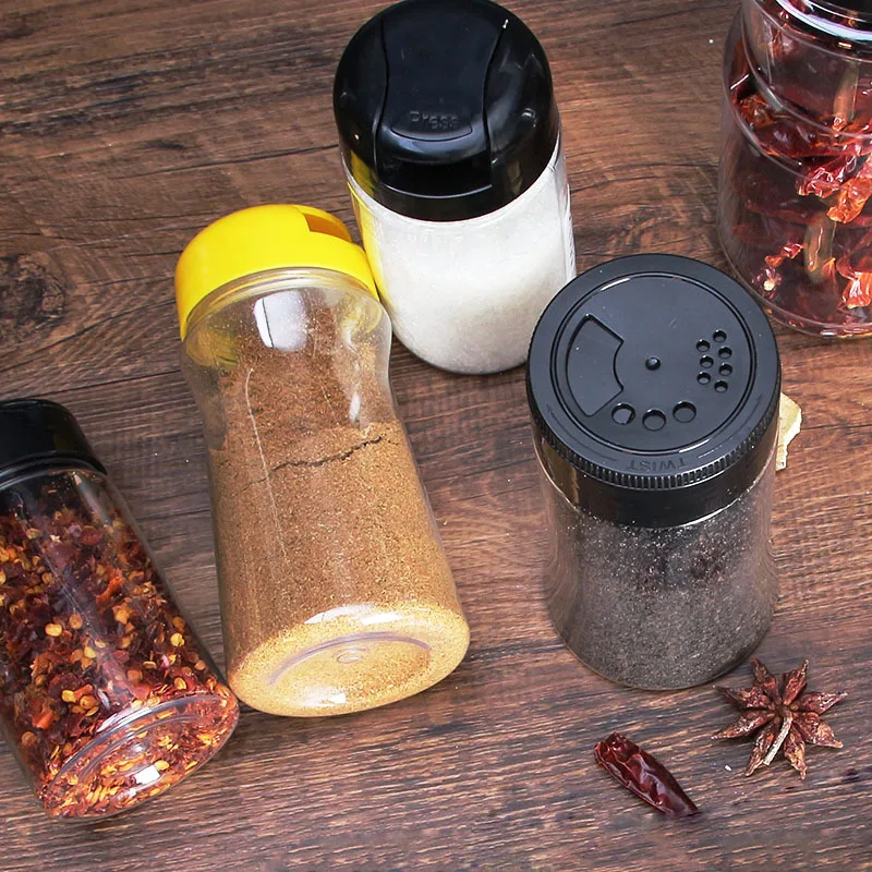 New Cheap 300Ml Container Kitchen Round Plastic Seasoning Spices Jars And Shaker Spice Bottle With Customized Lid