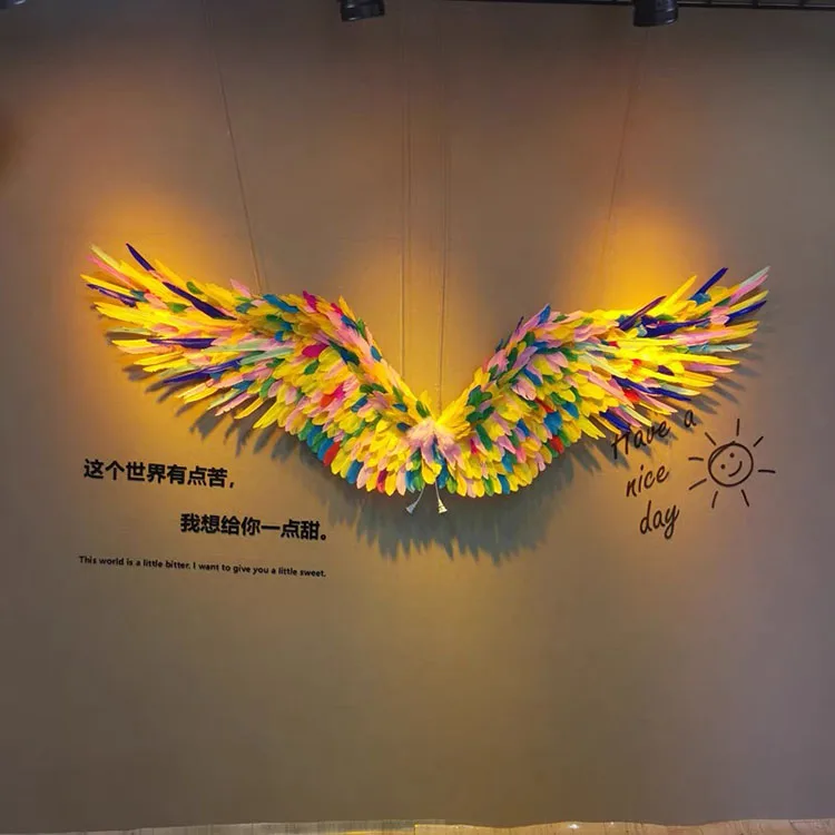 Colorful Large Goose Feather Angel Wings Photo Pops For Restaurant Bar Cafe Clothing Store Studio Wall Decoration Artificial