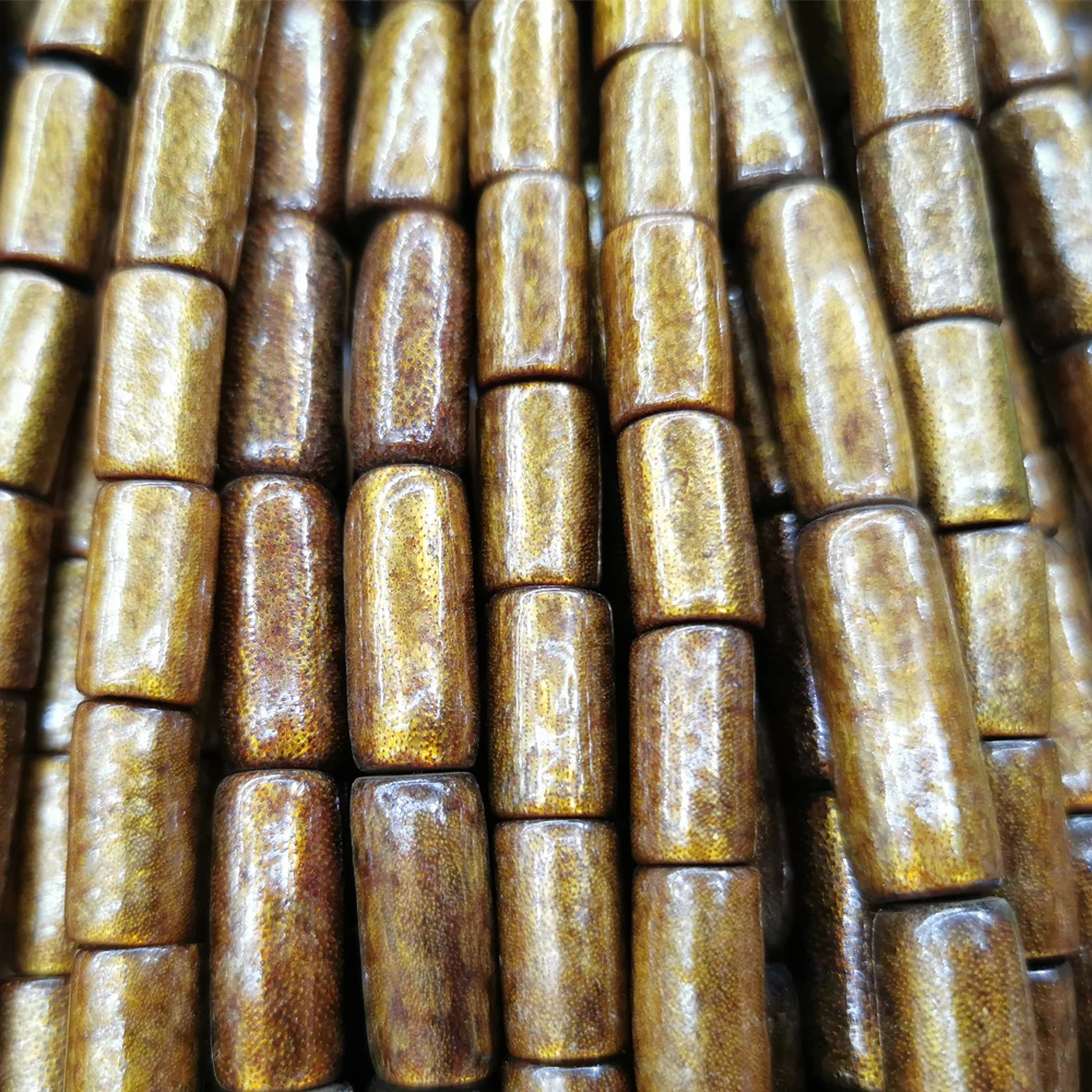 Wholesale Golden Natural Coral Cylinder Beads Large Hole Stone Beads For Jewelry Making