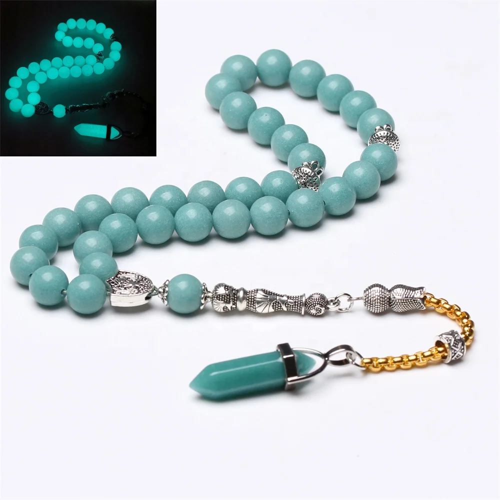 glow in dark Tasbih prayer beads Islam misbaha luminous stone Muslim rosary 33 66 99 beads islamic subha masbaha
