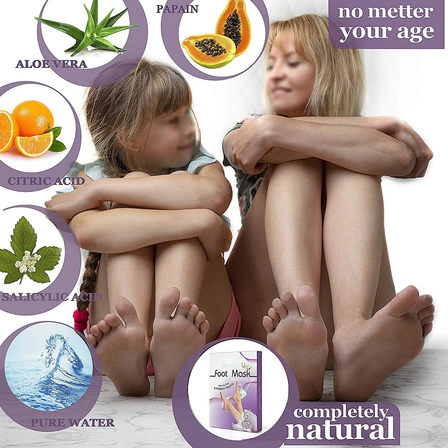 OEM Foot Peel Mask Exfoliant for Soft Feet, Exfoliating Booties for Peeling Off Calluses & Dead Skin, For Men & Women Lavender