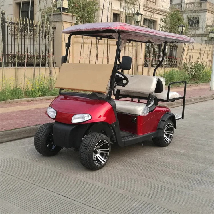 Низкая цена, 4 сиденья, клубный автомобиль, бензиновая тележка для гольфа, газовый скутер, тележка для гольфа со складным задним сиденьем