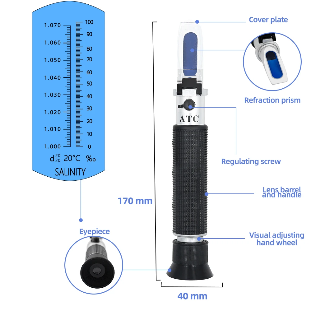 Handheld salinity aquarium refractometer Seawater salinometer Refractometer For aquarium