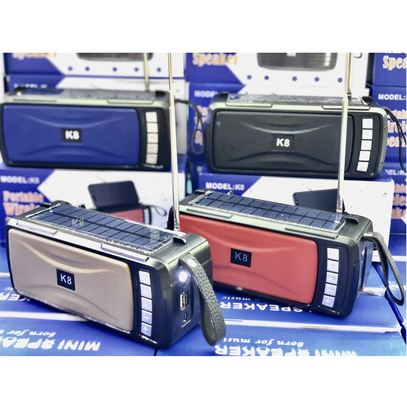 top selling products 2022 K8 Outdoor Portable Solar Powered Wireless BT Speaker With Phone Holder And LED Torch