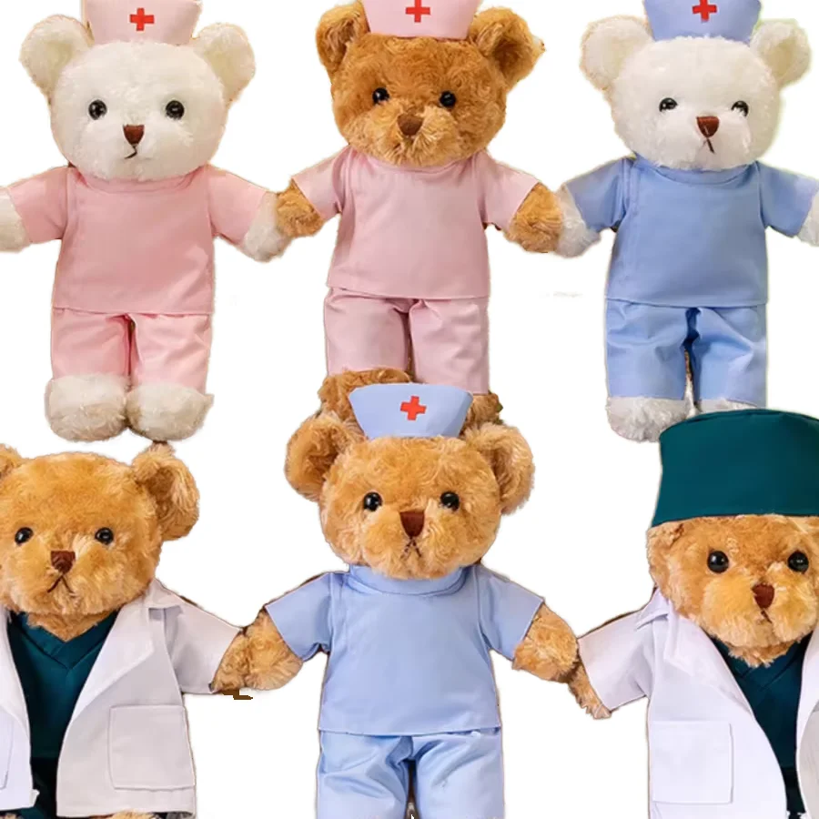 Hot sale soft plush teddy bear in doctor boy and nurse girl costume stuffed plush dolls