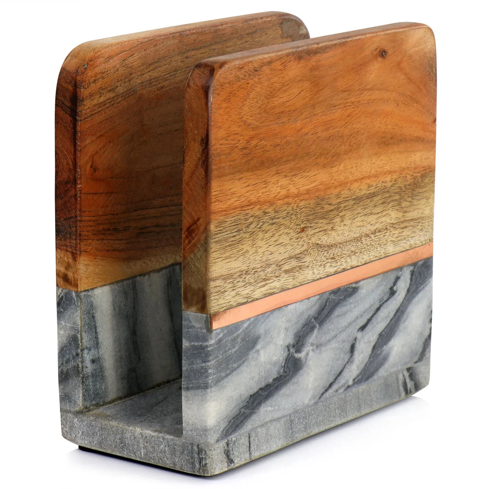 New Hot Selling 2023 Luxury Acacia Wood and Marble Napkin Holder Wooden Napkin Dispenser for Dinner Table