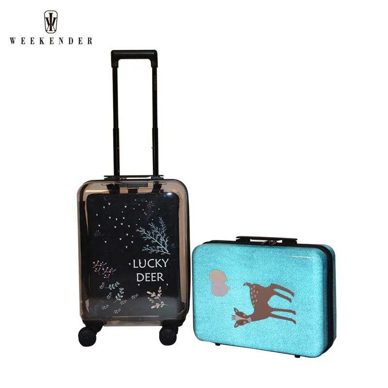 Прозрачный чемодан для багажа с УФ-печатью