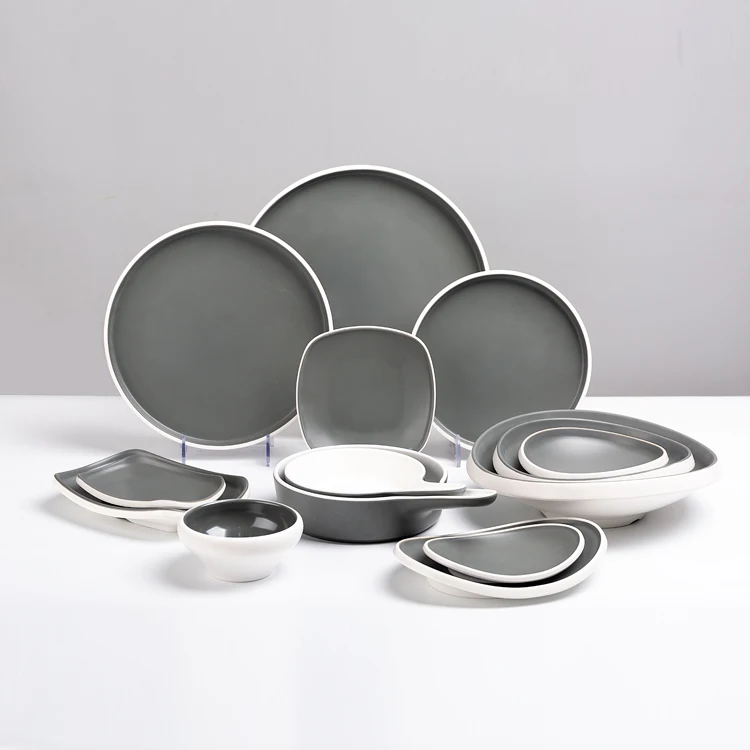 New style grey and white melamine korean dinnerware set