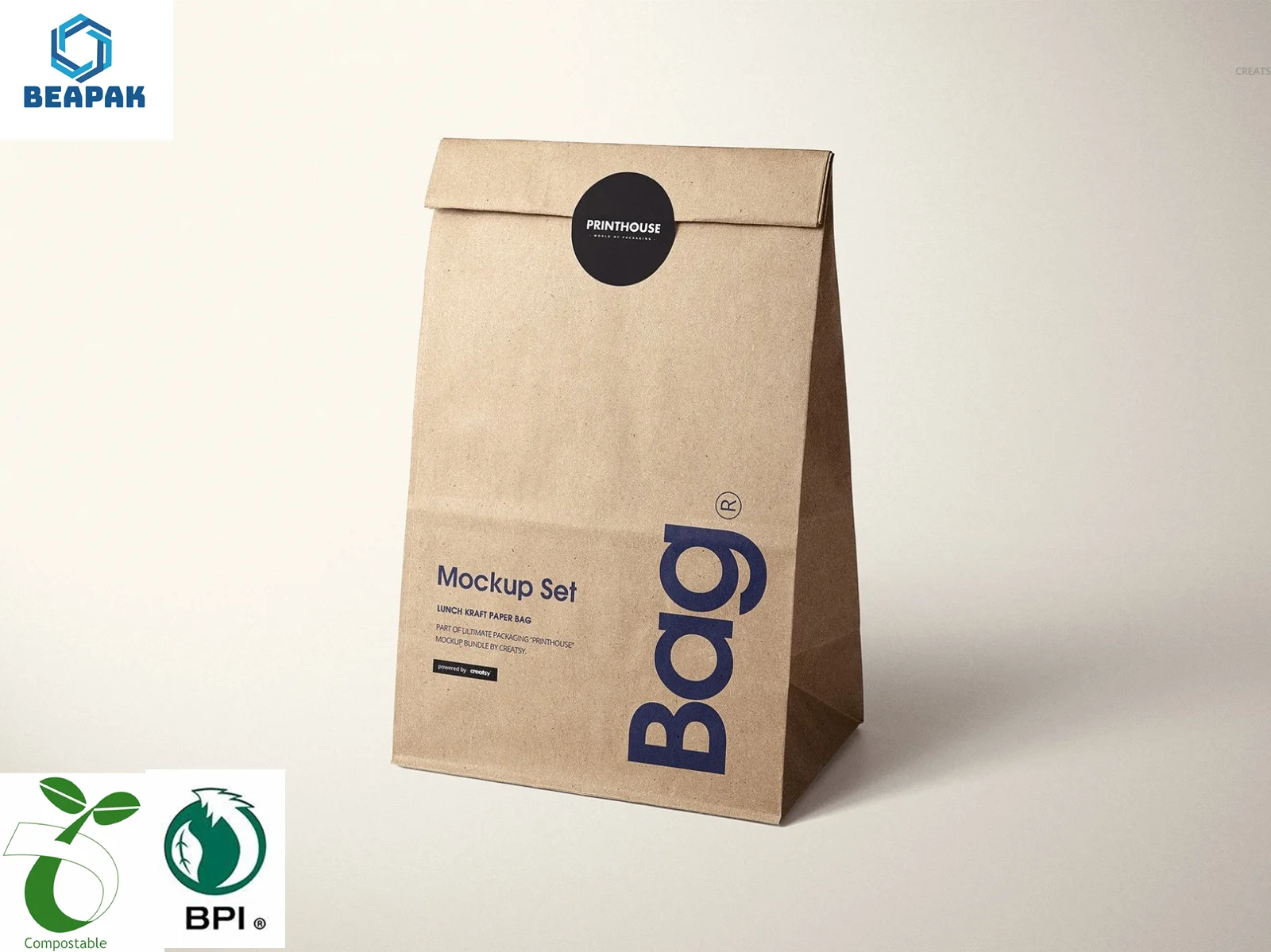Customized sachet bio biodegradable PLA  eco friendly kraft  stand up paper bags