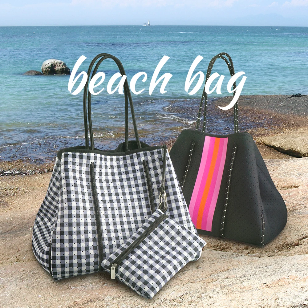 Оптовая продажа сумки пляжные летние Индивидуальные OEM перфорированная неопреновая сумка тоут дорожная сумка с внутренней маленькой сумкой