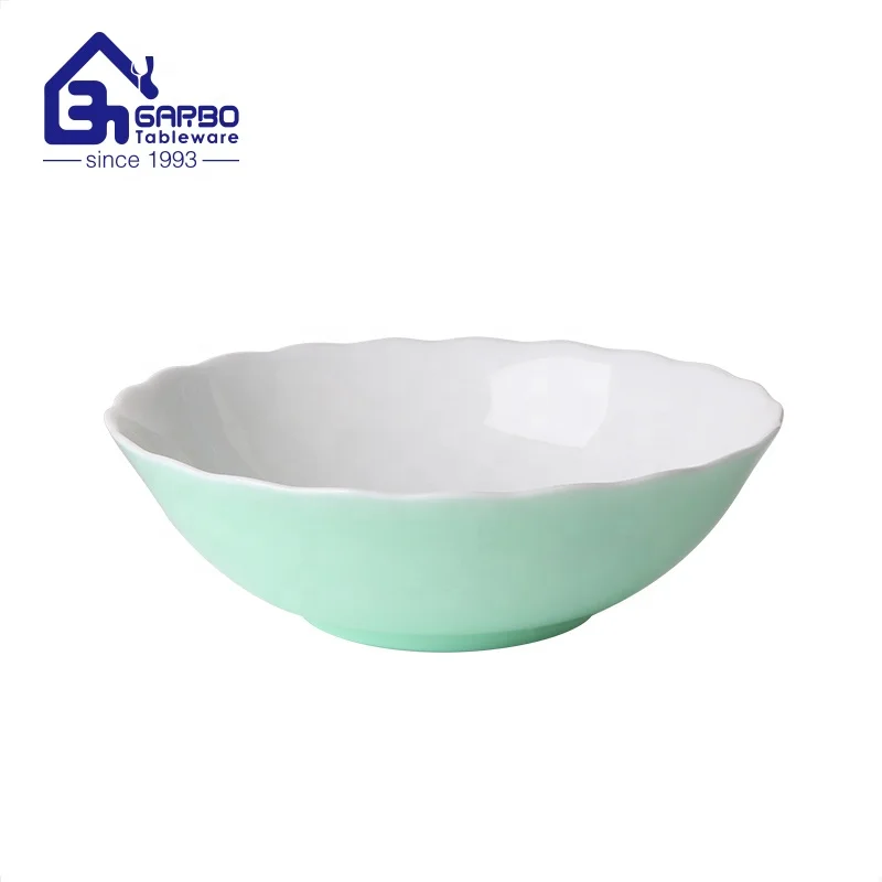 Heat resistant glassware white opal glass noddle bowl with personalized decals 9 inch glass bowls for chicken soup