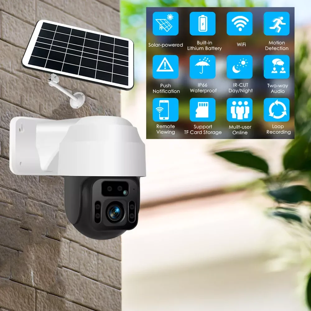 Outdoor Wildlife Farm PTZ Security Surveillance GSM SIM Card IP APP Real Time Live Streaming Solar Powered Battery 4G Camera