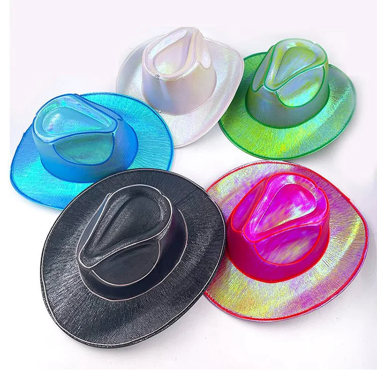 2024 Hot Sales LED Light-Up Cowboy Hats Fashionable Flashing Cap for Parties Beach Outdoors Travel