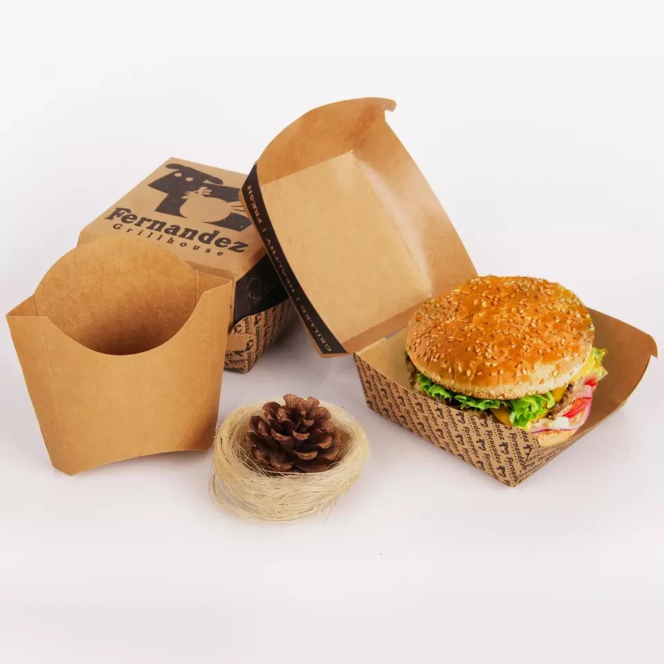 Custom Disposable Food Grade Cardboard hamburger Packaging Paper Burger Box
