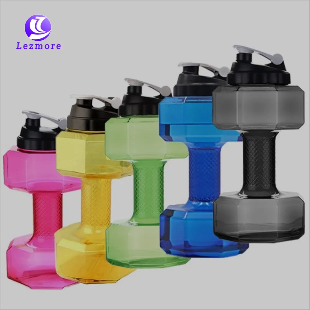 2023 Custom Sport Fitness Water Bottle Drinking Bottle 75 Oz/2.2 L Dumbbell Shaped Water Bottle With Flip Top Leak Proof Lid