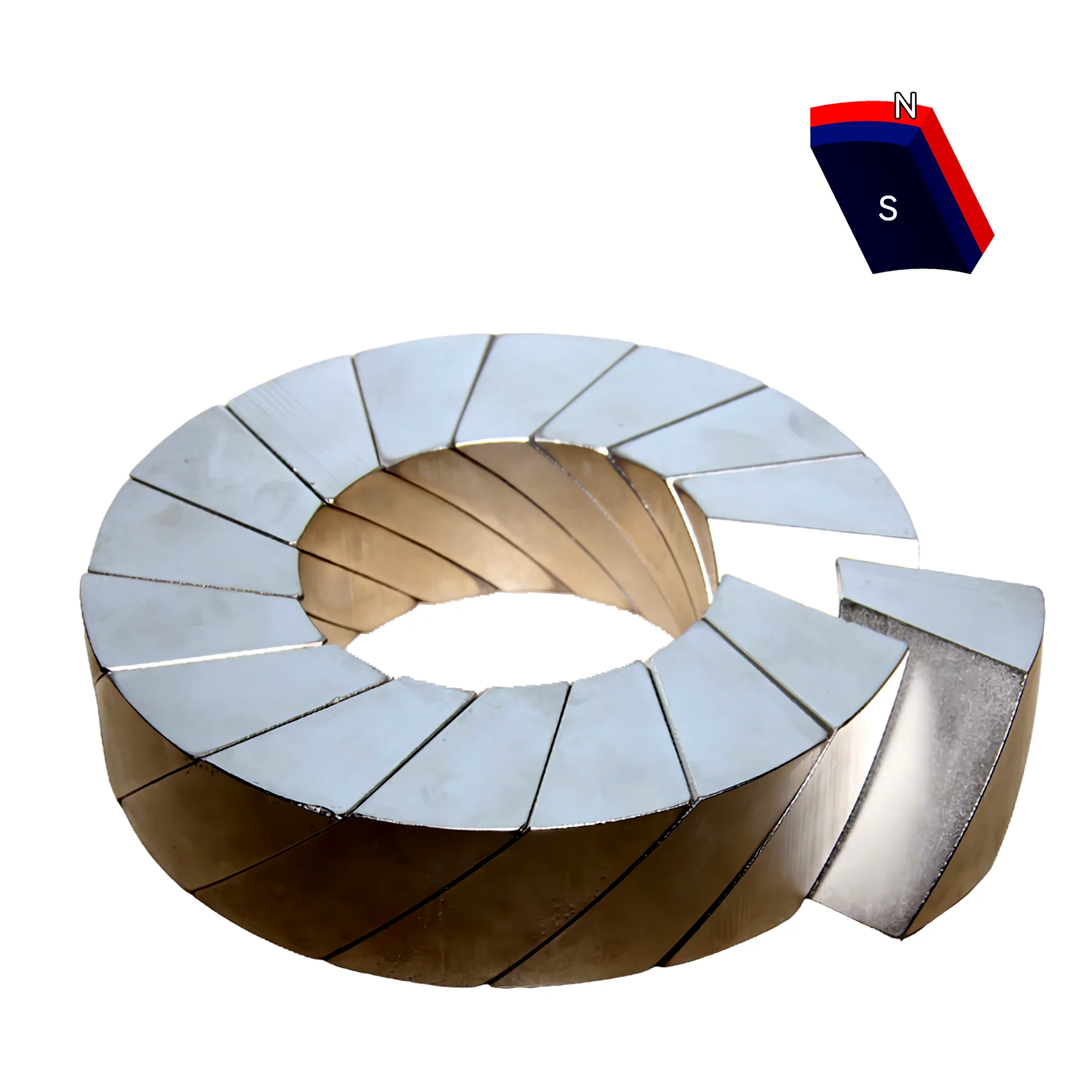 Arc Segment Magnets Custom N55 N54 N52 N50 N42 N40 Arc Magnet Neodymium Arc Magnets for Steering Control Motors , Spindle Motors