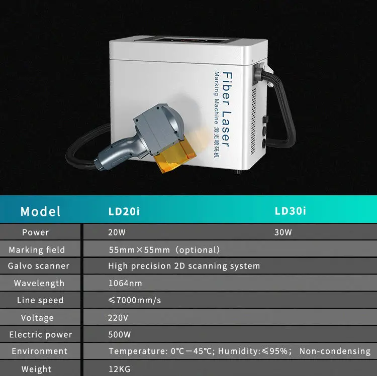 Portable Handheld Fiber Laser Engraver Marking Machine Date Logo Printers