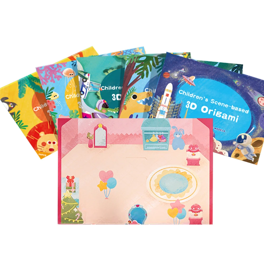 Kids Hobbies Classic Toys Wholesale custom red animals ocean dinosaur traffic 3D Paper Craft Origami Toy for kid