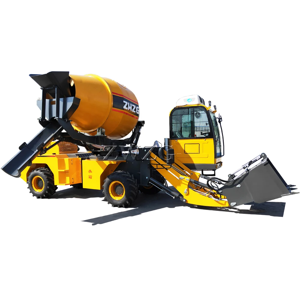 Mobile concrete mixer 4.0cbm 92 KW engine high quality concrete mixer gearbox