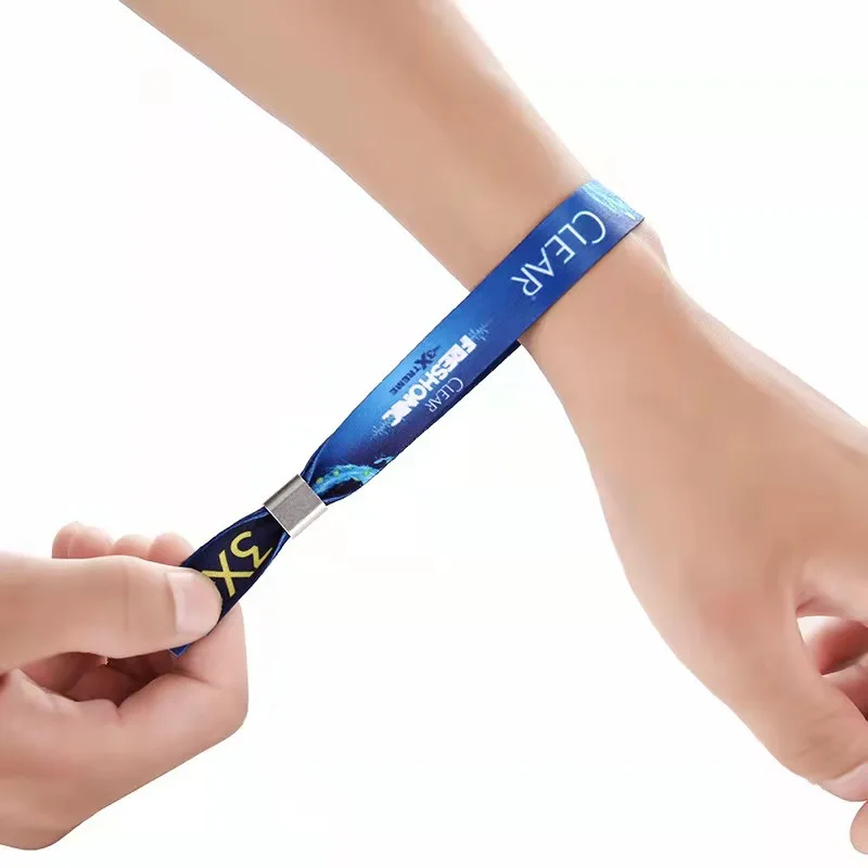 Custom Cheap Adjustable Party Festival Events Wristband Polyester Fabric Bracelets Logo Design Wristbands