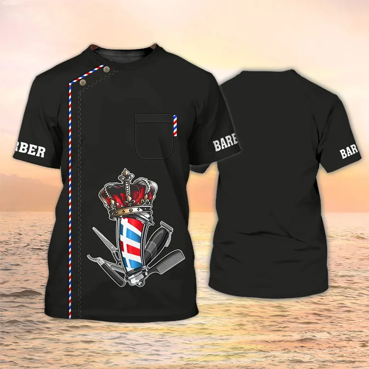 Hot selling new summer casual men T-shirt 3D digital printing barber print T-shirt