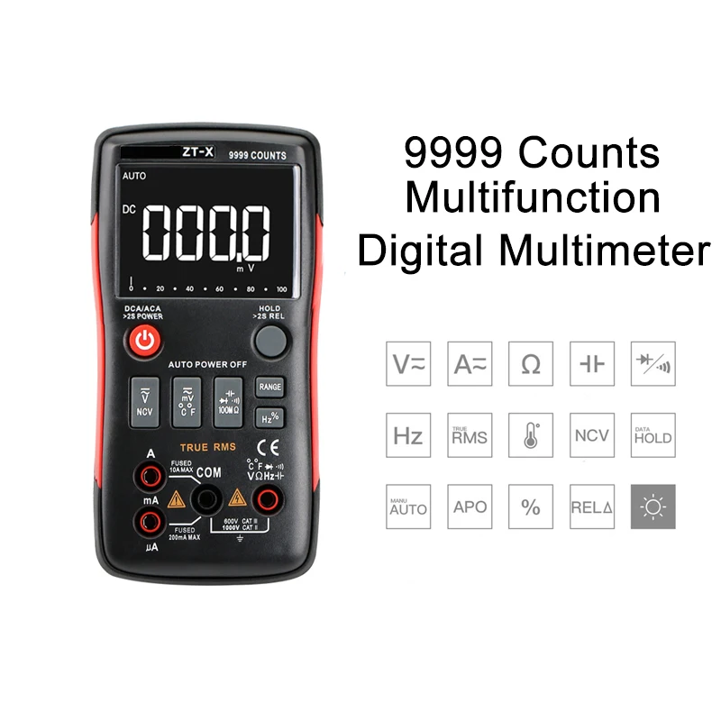 Auto/Manual 9999 counts True RMS  Digital Multimeter With Analog Bar Graph AC/DC Voltage Ammeter Current Ohmmeter