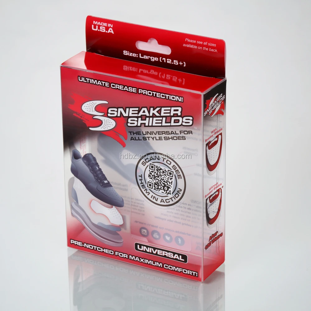 Wholesale printed Acetate Plastic Box Men Sneaker Shoes Foil Printing Clear Box Packaging